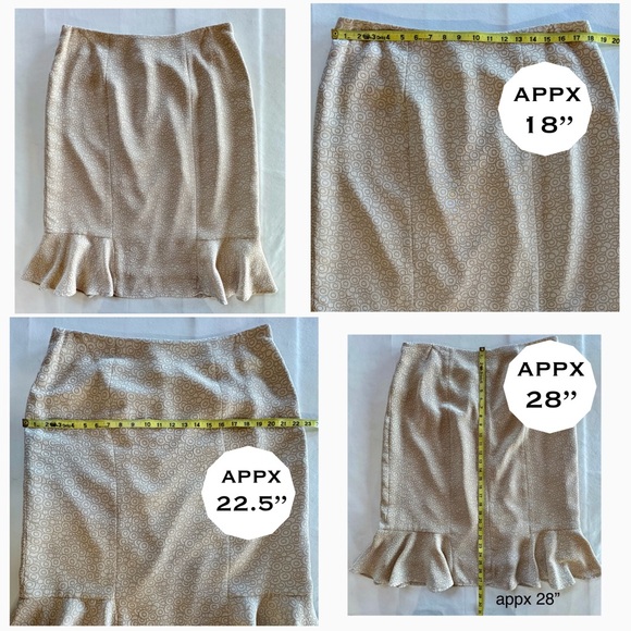 Taupe Jacquard Skirt Set Peplum Flounce Hem (14W) - Picture 7 of 17